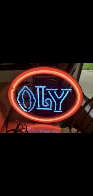 1970s Olympia Beer Oly Neon Light Up Sign Man Cave Bar Beer Vintage Rare Pub