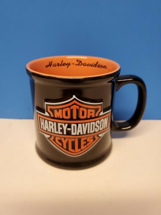 Harley Davidson Orange And Black Coffee Mug Embossed 3d Logo Official Licensed