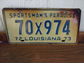 1972 Louisiana 1973 License Plate 70x974