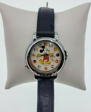 Vintage Disney Lorus Mickey Mouse Musical Flag Watch Plays " It 