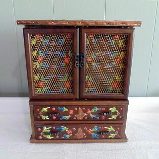 Vintage Wooden Handicraft Cooper Compressed Collecting Stars Jewelry Box
