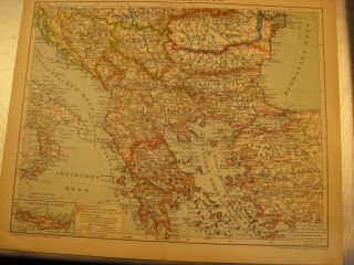 Antike Karte Um 1900 Balkan Halbinsel Mit Östereich,  Ungarn Reich U.  -.  Antique Map
