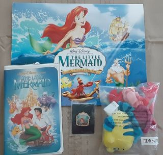 Disney The Little Mermaid Movie Lithographs,  Vhs,  Pin,  Mini Plush Toys