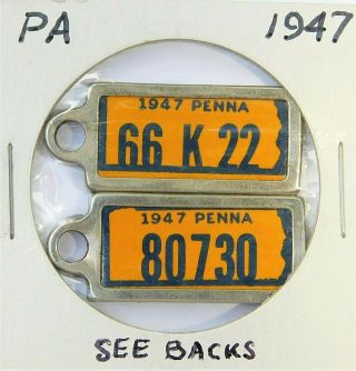 2 Dav 1947 Pennsylvania Pa Keychain License Plate Tag Disabled American Veterans