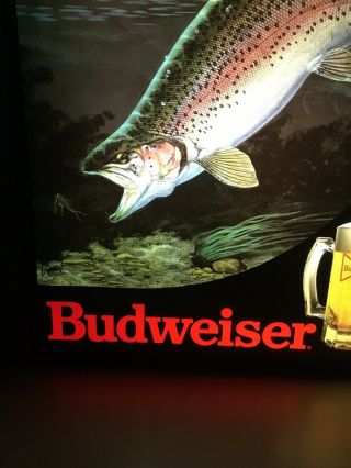 Vintage 1980s BUDWEISER RAINBOW TROUT IN MOTION LIGHTED BEER SIGN. 4