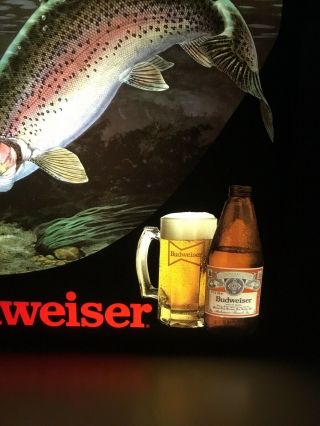 Vintage 1980s BUDWEISER RAINBOW TROUT IN MOTION LIGHTED BEER SIGN. 5
