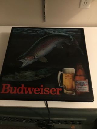 Vintage 1980s BUDWEISER RAINBOW TROUT IN MOTION LIGHTED BEER SIGN. 6