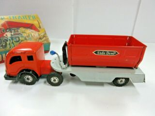 Vintage Tin Side Dump Trailer Truck Japan Never Played With