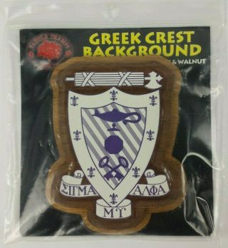 Paddle Tramps Greek Crest Background Wood Decal Sigma Alpha Mu