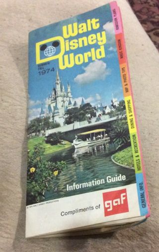 Vintage Walt Disney World Resort Magic Kingdom Guide Map Brochure 1974 Gaf