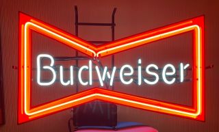 Anheuser - Busch Budweiser Beer Classic Bow Tie Neon Light Sign (large 30.  5 " W)