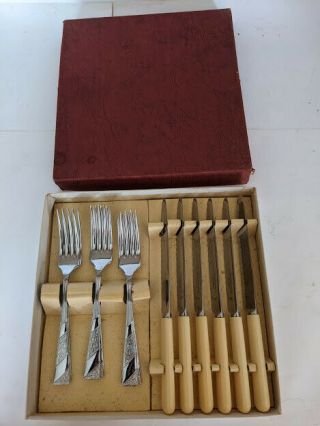 Chrome On Nickel Silver Vintage Smith Seymour Ltd Sheffield Boxed Cutlery Set
