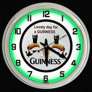 16 " Guinness Beer Sign Green Neon Clock
