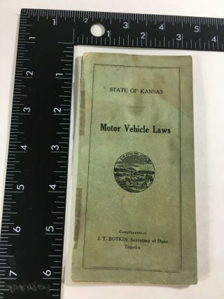 Vintage 1917 Motor Vehicle Laws Of Topeka Kansas Book July 1917 Ephemera X2