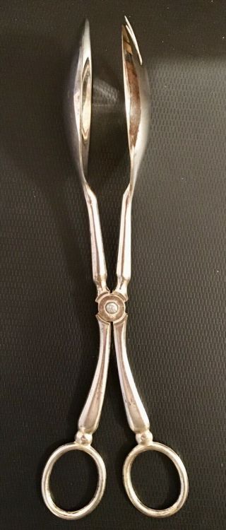 Vintage Italian Silverplate Scissors Type Salad/serving Tongs - 11 Inches