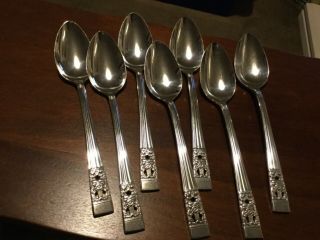 7 Vintage Community Coronation Dessert Spoons Silver Plate