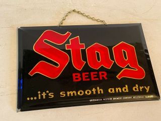 Vintage 1940 - 50s Stag Beer Prismatic Sign N.  O.  S.  Bastian Bros.
