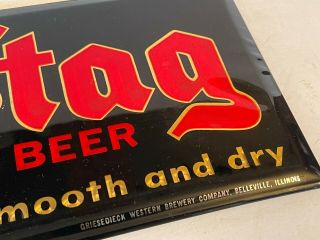 Vintage 1940 - 50s Stag beer prismatic sign n.  o.  s.  bastian bros. 2