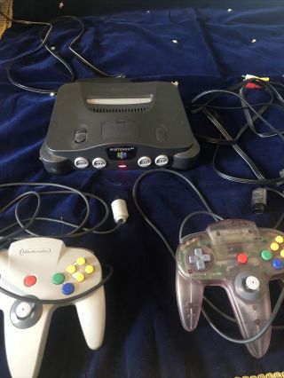 Vintage Nintendo 64 Console,  Cables And 2 Controllers