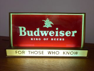 Vintage Red Budweiser Bar Back Light Up Sign - - " For Those Who Know " Heavy Duty