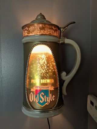Heilemans Old Style Bubbler Bubbling Beer Stein Light Motion Sign Read