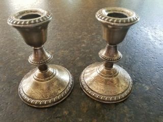 Vintage Poole 299 Gardoon Sterling Silver Candle Holders Weighted
