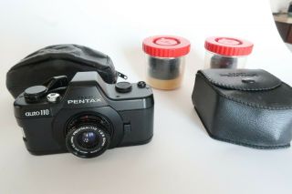 Vintage Asahi Pentax Auto 110 Film Camera W/ Case Flash 18mm 24mm 50mm Lenses