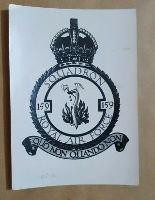 Vintage Photograph Badge Drawing Squadron 159 Raf Quo No Quando Non