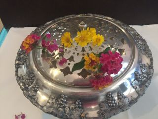 Vintage Silver Plate Posy Rose Bowl With S.  P.  Arranger Grill By Crescent Silver