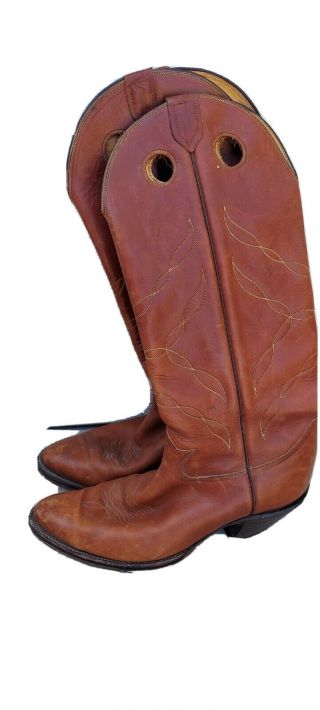 Vintage Tony Lama Boots 18 " Tall Riding Heel Size 12 D Model 6421