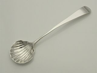 Antique George Iii Old English Pattern Silver Shell Bowl Salt Spoon 1791 7.  7g
