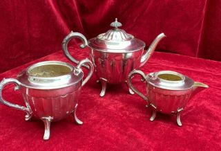 Vintage Epn Silver Plated Teapot Sugar Bowl And Milk Jug