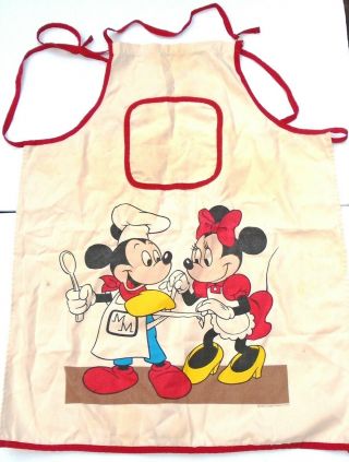 Vintage Walt Disney Mickey And Minnie Mouse Cooking Apron Disney Productions