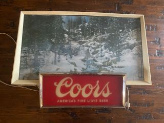 Vintage Coors Beer Bar Sign Light - Up Motion Lamp Moving Stream Rare