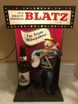 Vintage 1950’s Blatz Beer Light Up Banjo Player Advertising Bar Prop