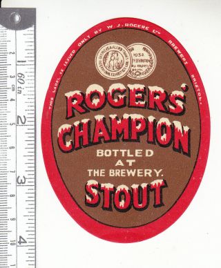 British Beer Label.  Rogers,  Bristol
