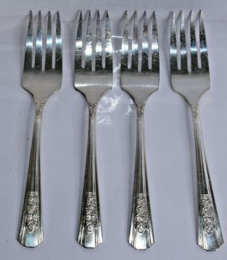 Wm A Rogers A1 Oneida Ltd Rosalie Pattern 1938 Silver Plate Salad Forks X 4