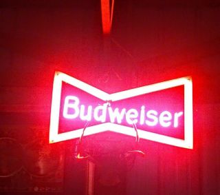 Vintage Anheuser Busch Budweiser Bowtie Beer Neon Sign 1980 