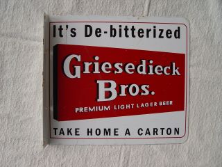 Vintage Griesedieck Bros.  Light Lager Beer De - Bitterized Advertising Flange Sign