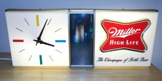 Miller High Life Lighted Beer Sign Clock The Champagne Of Bottle Beer