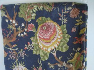 Pottery Barn Vtg Duvet Cover Navy Floral Cotton Linen King Rare