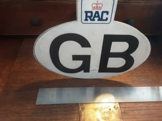 Vintage Rac White Gb Great Britain Touring Badge/sign
