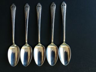 5 Vintage Holmes & Edwards Silver Plate Demi Tasse Spoons,  Lovely Lady 1937