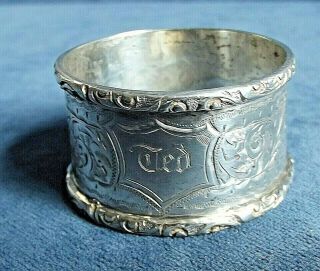 Ornate Solid Silver Napkin Ring Birmingham 1903 By William Adams