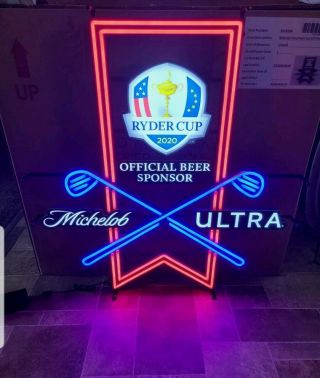 Michelob Ultra Beer Pga Golf Ryder Cup 2020 Light Up Led Sign Game Room Bar