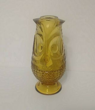 Vintage Amber Viking Glass Owl Fairy Lamp