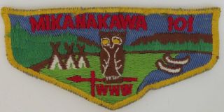 Oa Mikanakawa Lodge 101 F5 Flap Yel Bdr.  Circle Ten,  Texas (glue On Back) [tk - 45