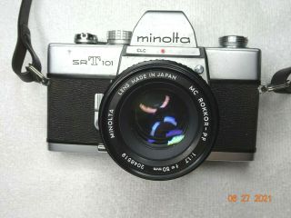 Vintage Minolta Srt 101 Film Slr 50mm 1.  7 Lens Made In Japan