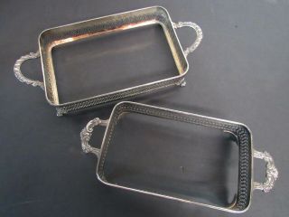 2 Vintage Silver - Plated Claw Footed Casserole Dish Chafing Holders (no Dishes)