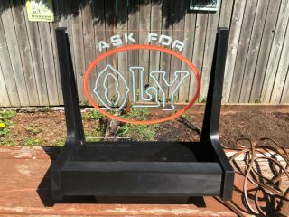 Vintage Olympia Beer Ask for Oly Lighted Black Light Sign Back Bar Counter Top 2